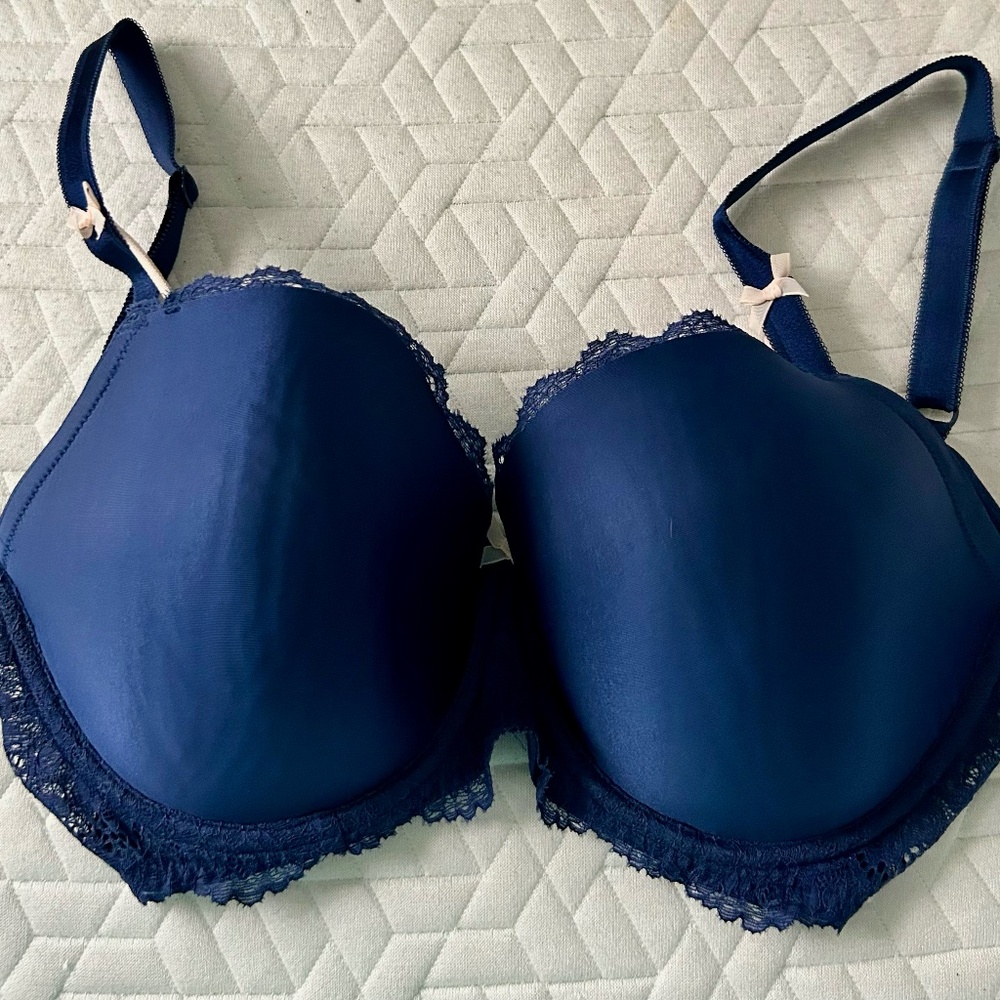 Victoria's Secret Dream Angels Lined Demi Bra Dark Blue 34DDD